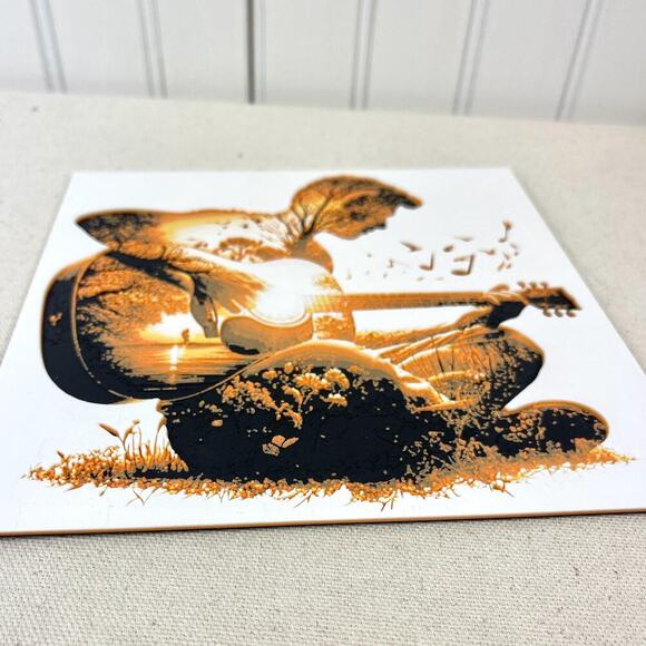 Sunset Serenade Wall Art, Acoustic Guitar Sunset Silhouette, Nature Guitar Art - Picture 9 of 10